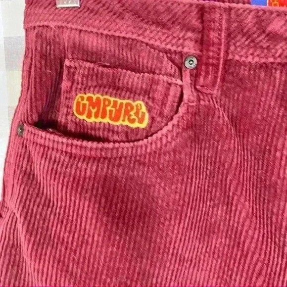 EMPYRE Relax Baggy Corduroy Pants 28 Burgundy Red Skateboard Y2K Inspire Hippie - Picture 4 of 11